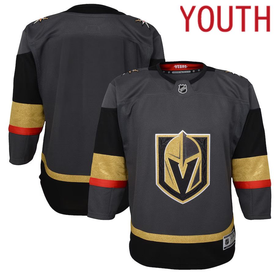 Youth Vegas Golden Knights Gray Alternate Premier Blank NHL Jersey->youth nhl jersey->Youth Jersey